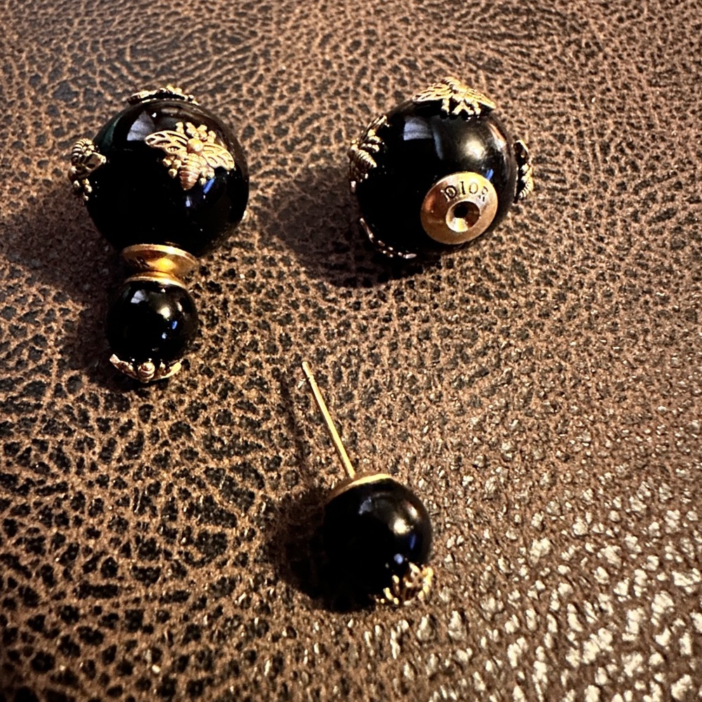 Dior Black and Gold Women's Earrings